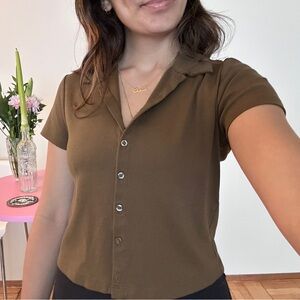 BRAND NEW Uniqlo Olive Button-Down Women's Shirt